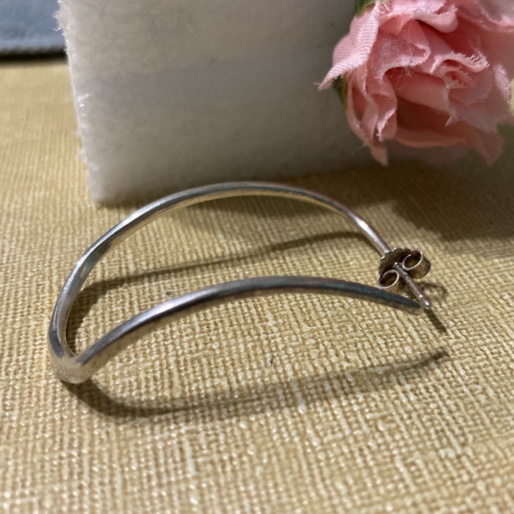 Sterling Silver Rounded Rectangular Italian Post … - image 3